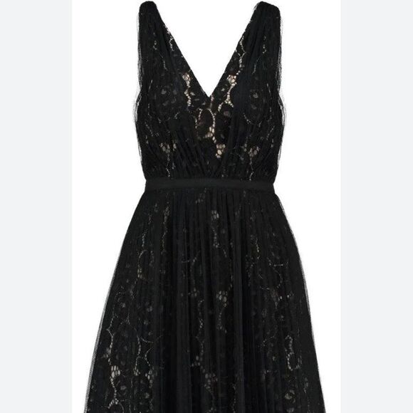 ADRIANNA PAPELL Elegant Black Lace Dress Size 8 - Picture 2 of 10